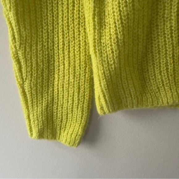 Madewell Alpaca Blend Neon Green Yellow Women's Sweater crew neck long sleeve S - Picture 4 of 9